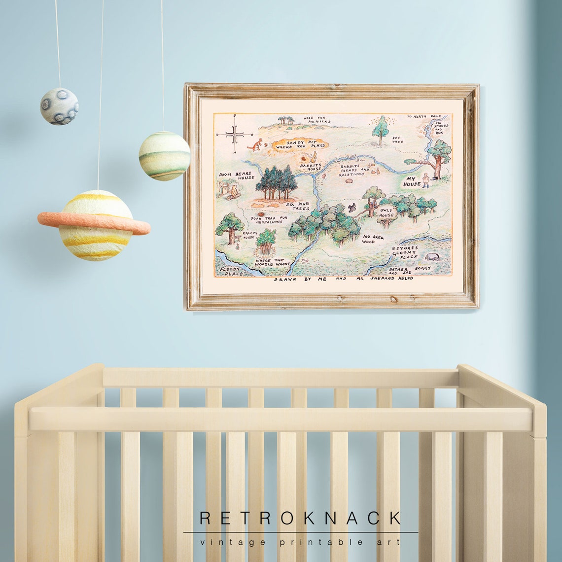 Winnie the Pooh 100 Acre Wood Map E.H. Shepard Vintage Kids Room Print - Image 2