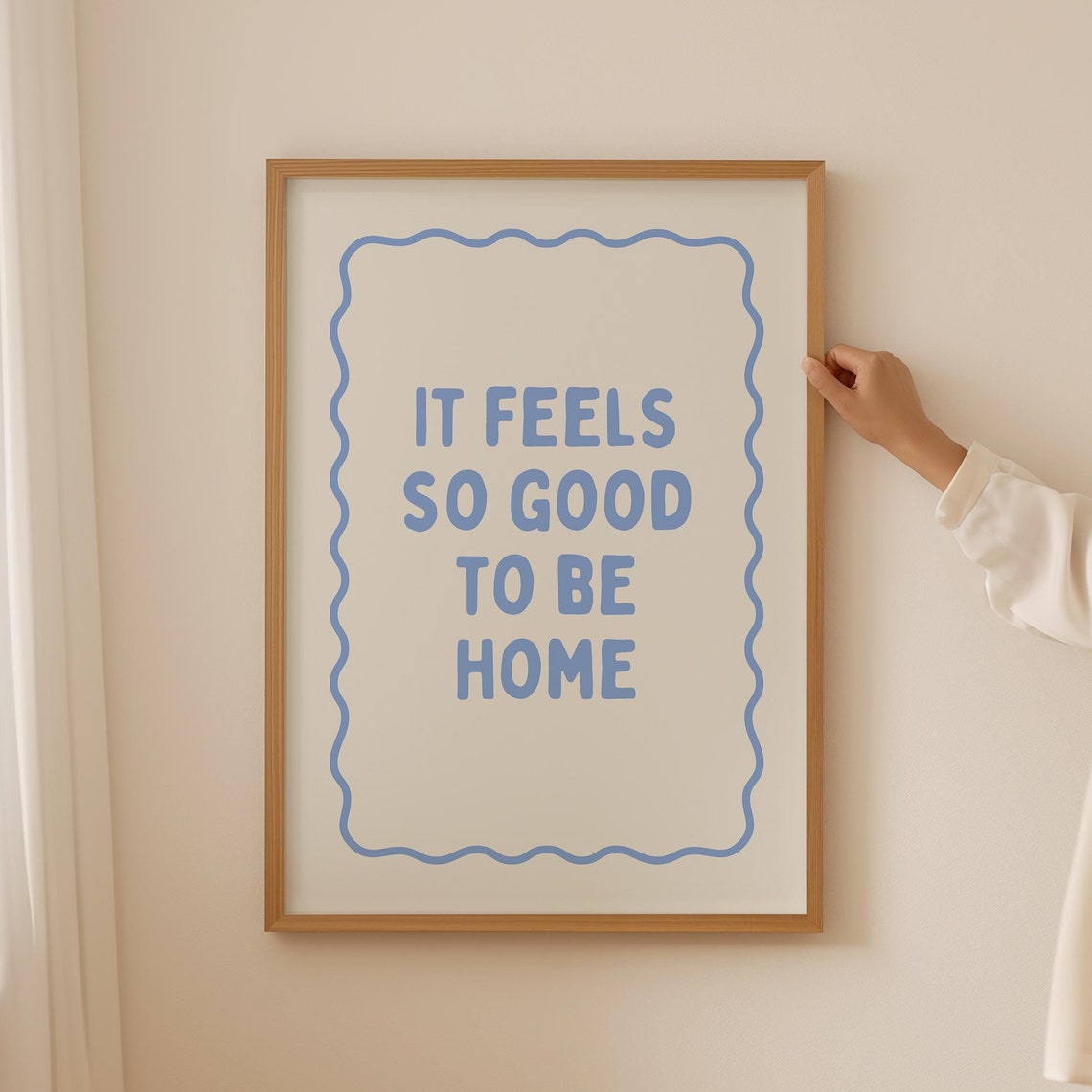 It Feels So Good To Be Home Blue Typography Cozy Quote Wall Art