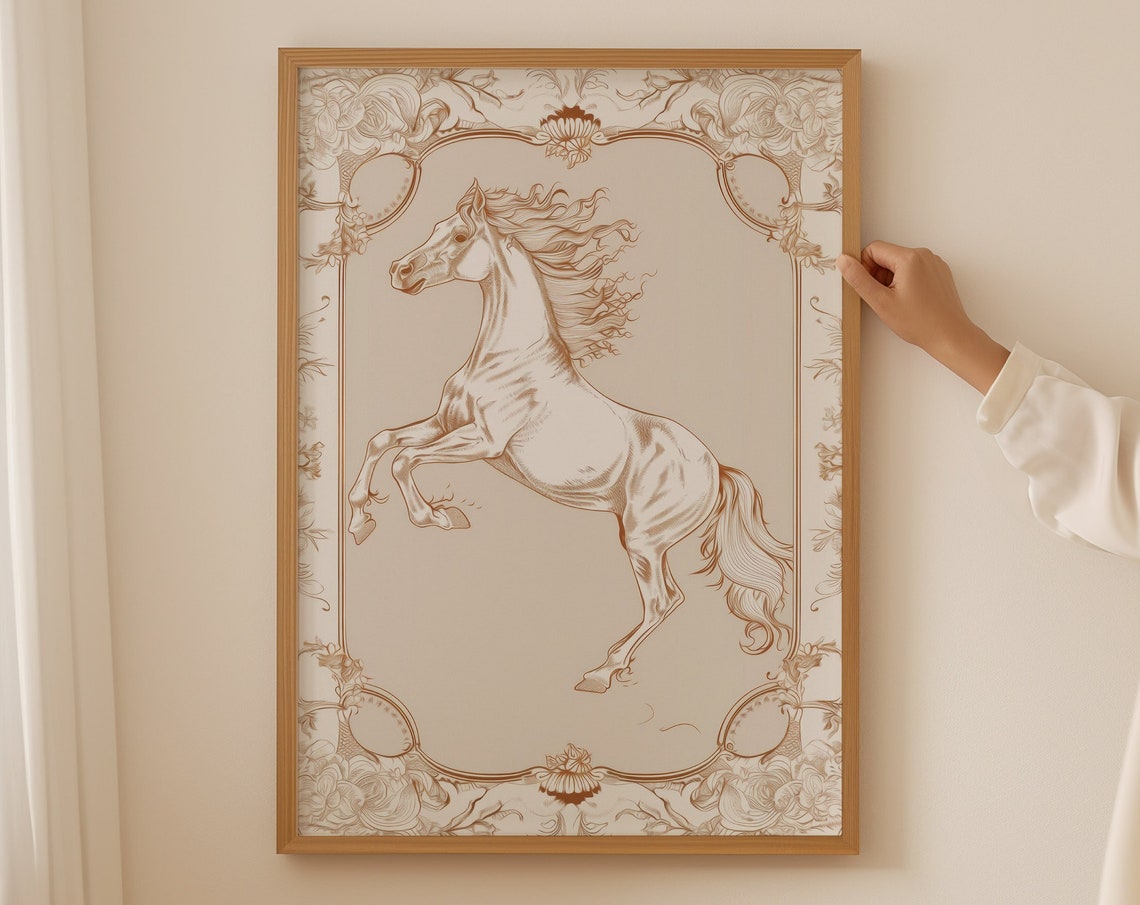 White Horse Wall Art Vintage Horse Print Vintage Wall Art Farmhouse Wall Art Nursery Horse Poster Golden Wall Art