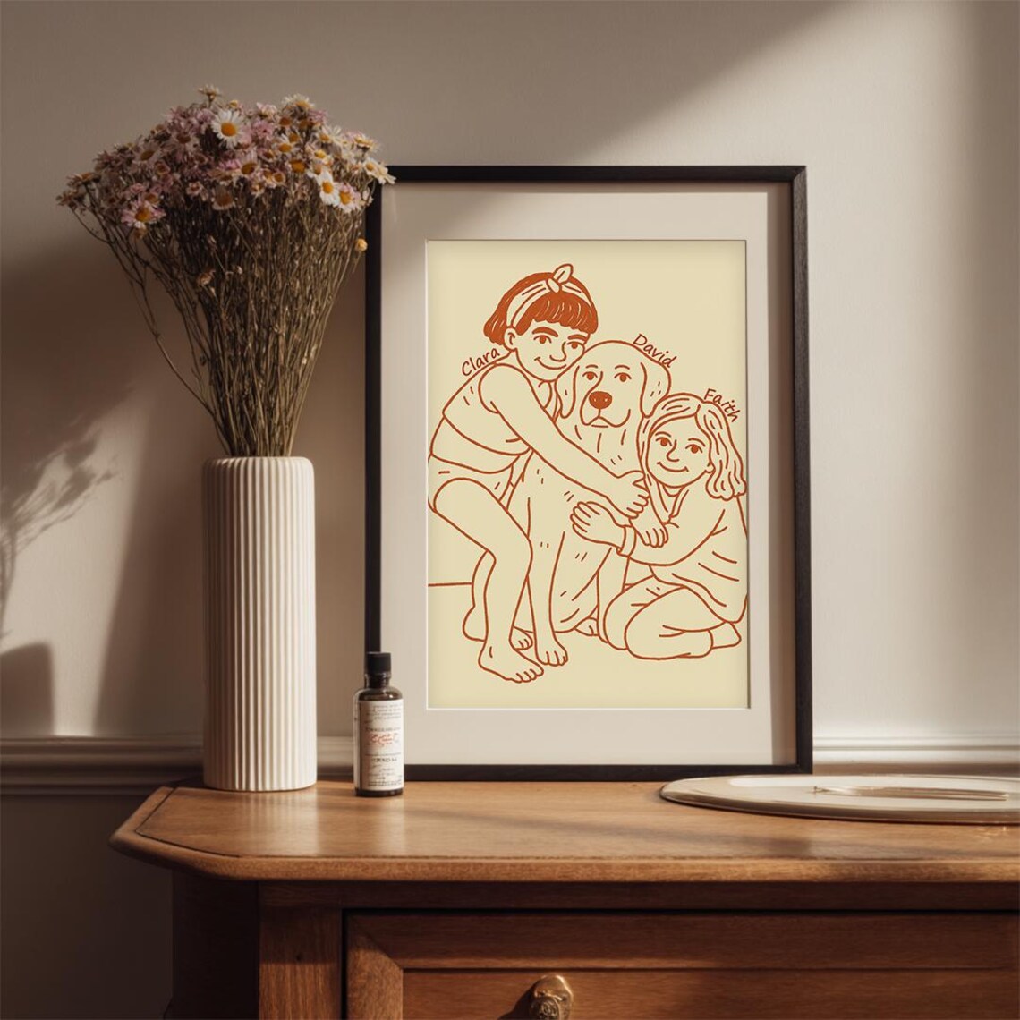 Chase the Golden Retriever Cartoon Holding Tulip Yellow Blue Wall Art - Image 3