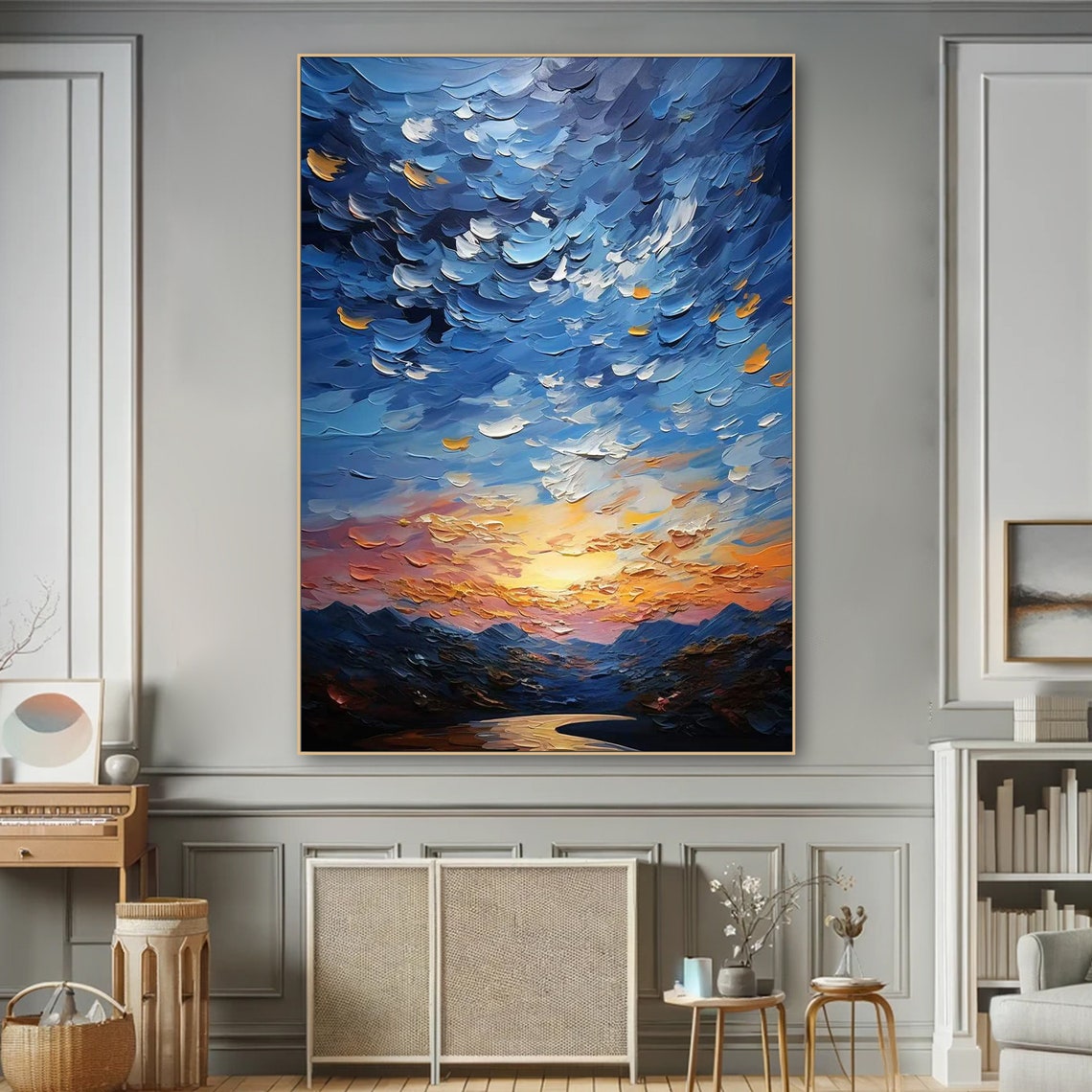 Radiant Sunset Abstract Impasto Painting On Multicolored Textured Wall Art Luxurious Modern Expressionist Palette Knife Interior Deco - Image 4