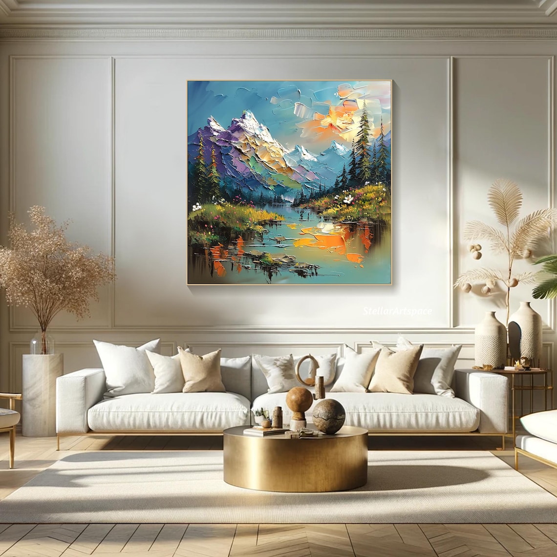 Abstract Mountain Landscape Oil Painting Art Print - Image 2