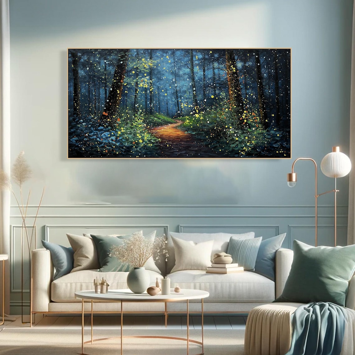 Fireflies In Forest, Custom Oil Painting Art Print - Image 3