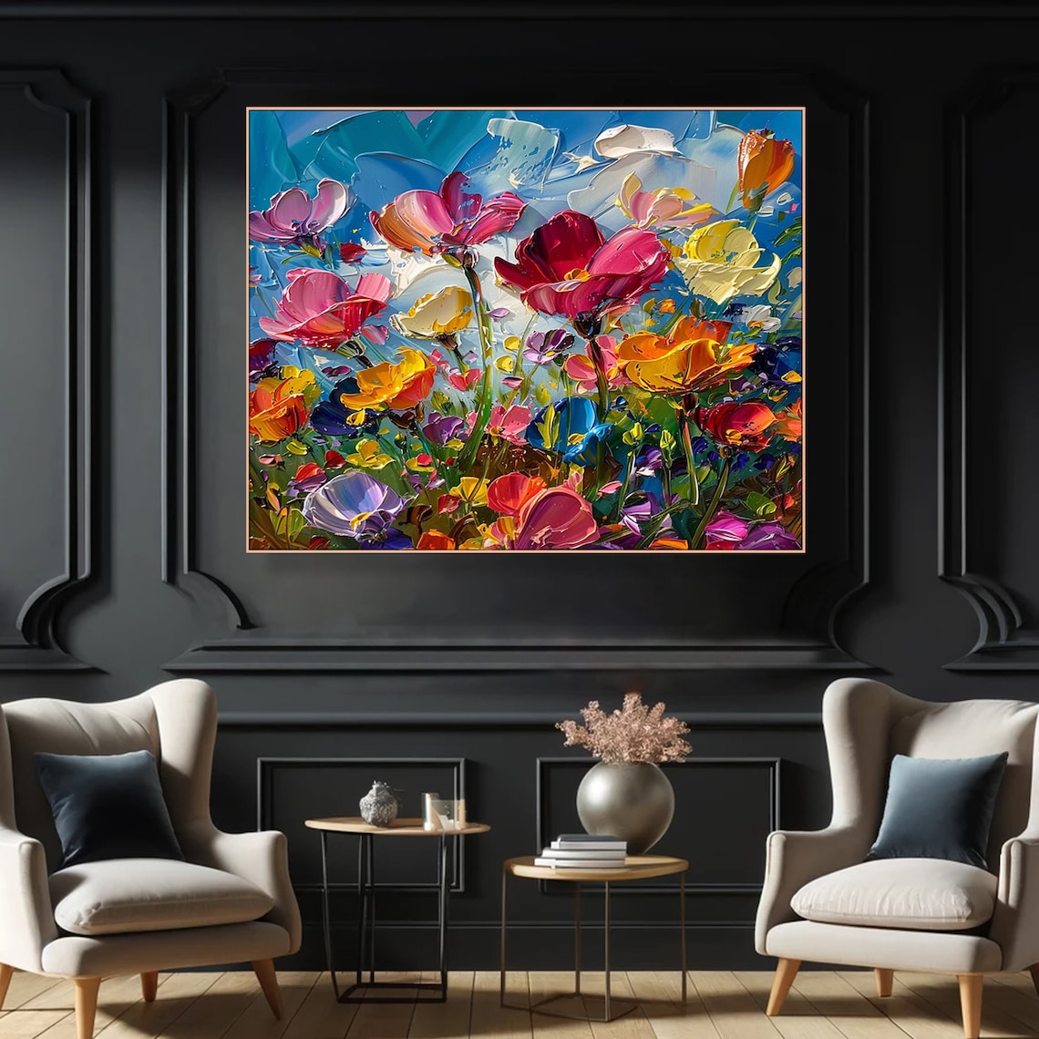 Floral Impasto Art Print, Textured Acrylic Painting - Image 6