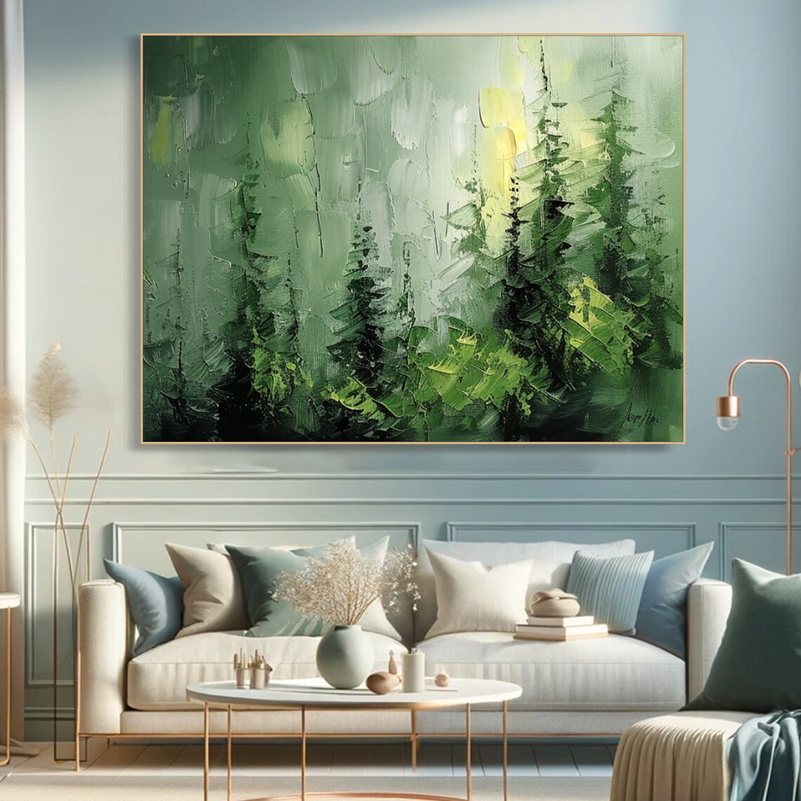 Forest Oil Painting, Impasto Tree Textured Art Print - Image 2