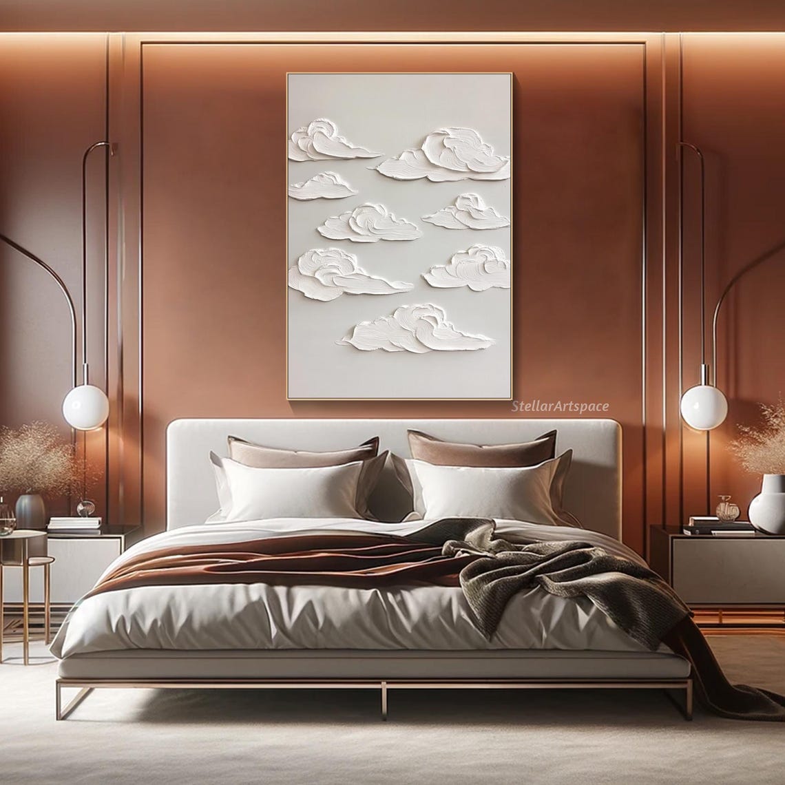 White Sculpted Clouds Minimalist Relief Sky Neutral Cloud Art Poster - Image 5