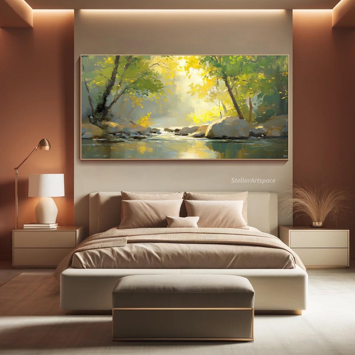 Tranquil Forest Stream Textured Art Print - Image 3