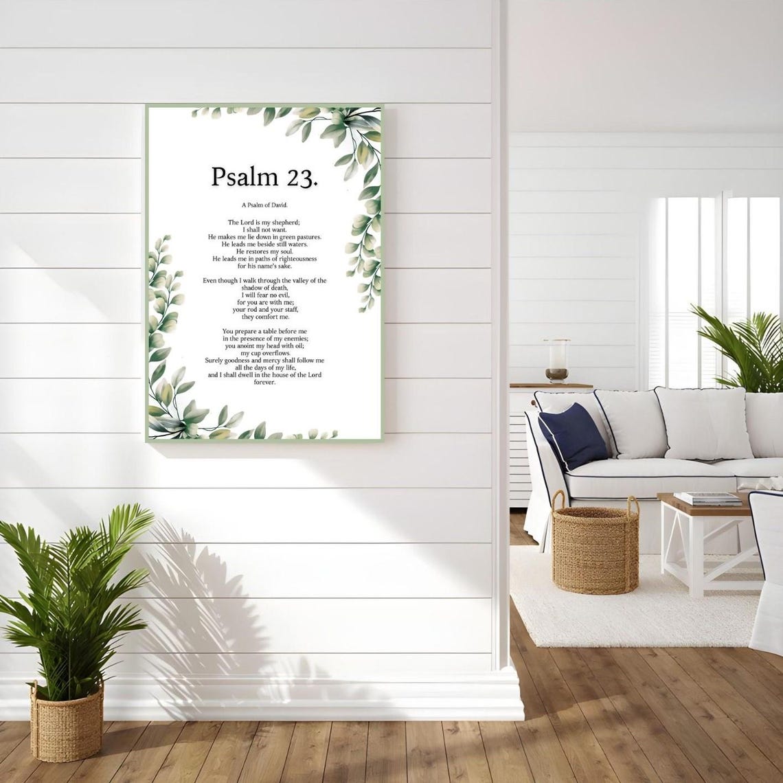 Psalm 23 The Lord Is My Shepherd Botanical Bible Verse Wall Art Poster - Image 4