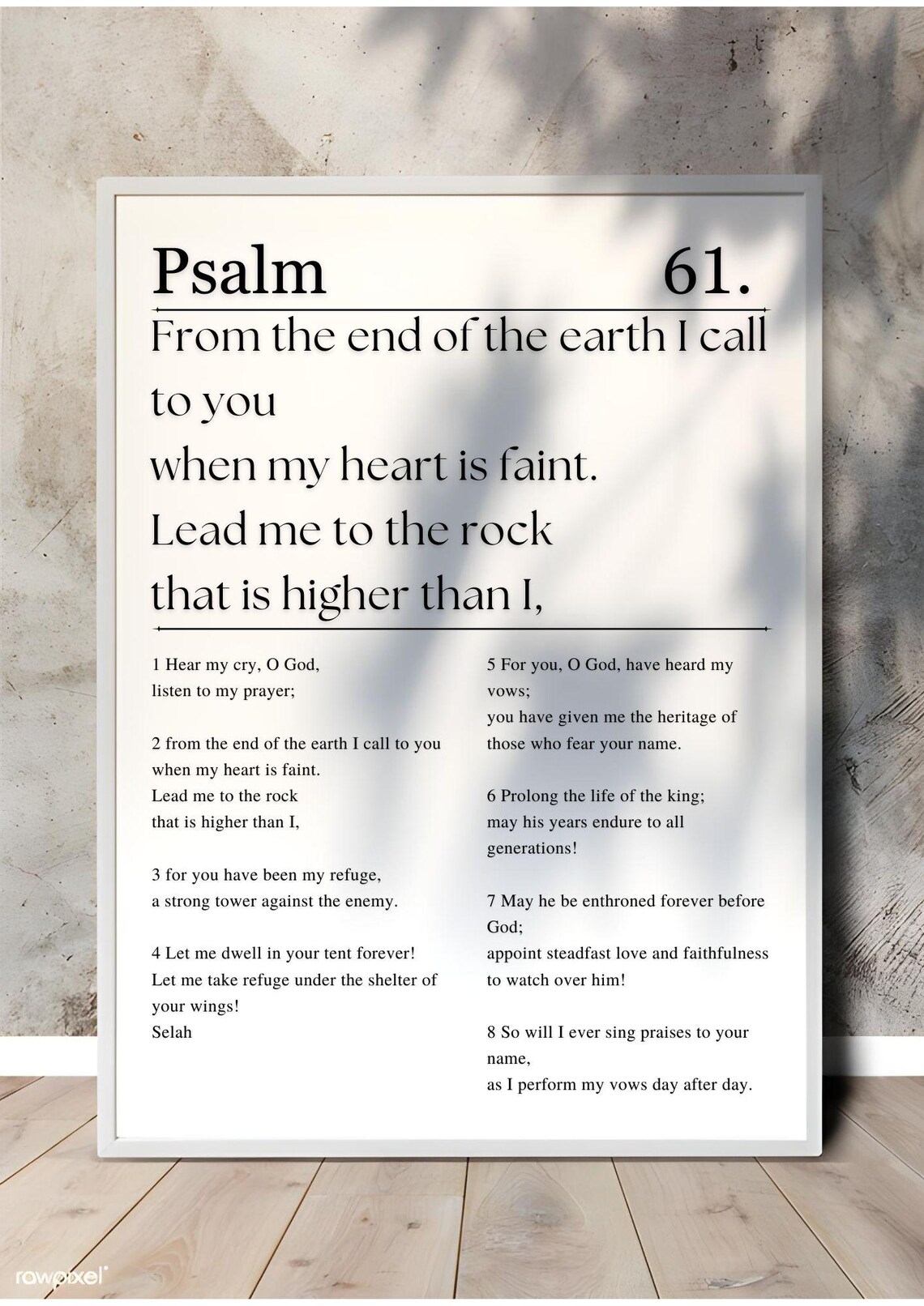 Psalm 61 Lead Me To The Rock Bible Verse Poster Christian Wall Art Print - Image 2
