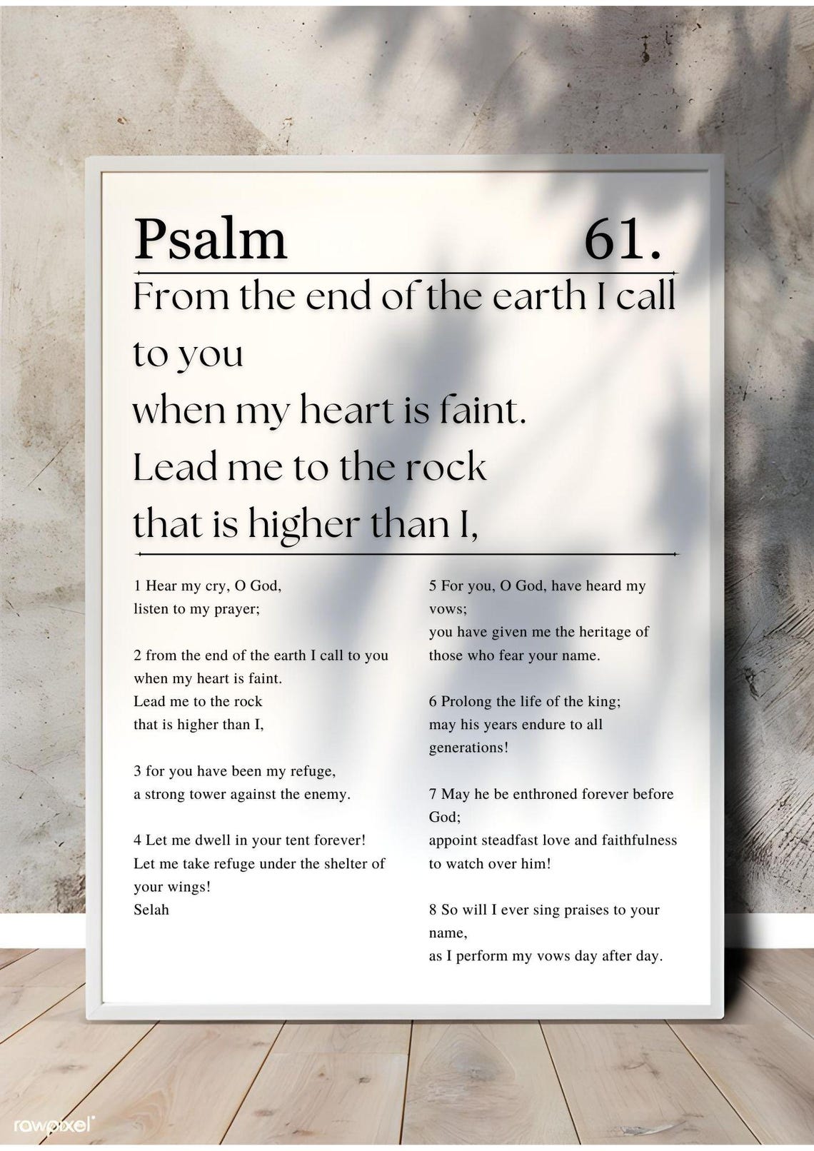 Psalm 61 When My Heart Is Overwhelmed Bible Chapter Poster Bible Verse Wall Art Modern Minimalist Christian Wall Art - Image 2