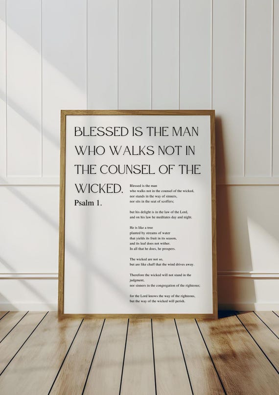 Psalm 1 Blessed Is The Man Bible Chapter Poster Bible Verse Wall Art Modern Christian Wall Art Prayer Room Wall Print Gift