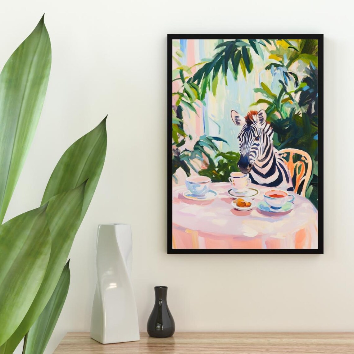 Retro Zebra Oil Painting Vintage Animal Poster - Image 2