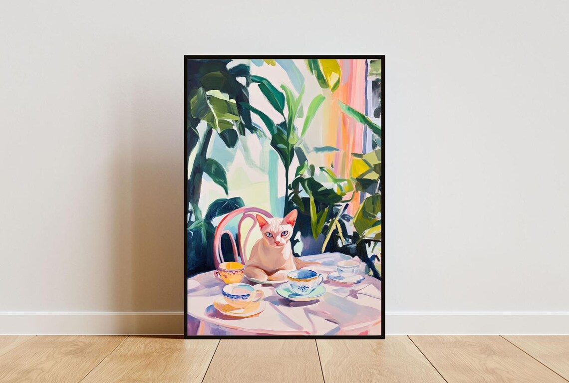 Devon Rex Vintage Oil-Painting Style Art Print