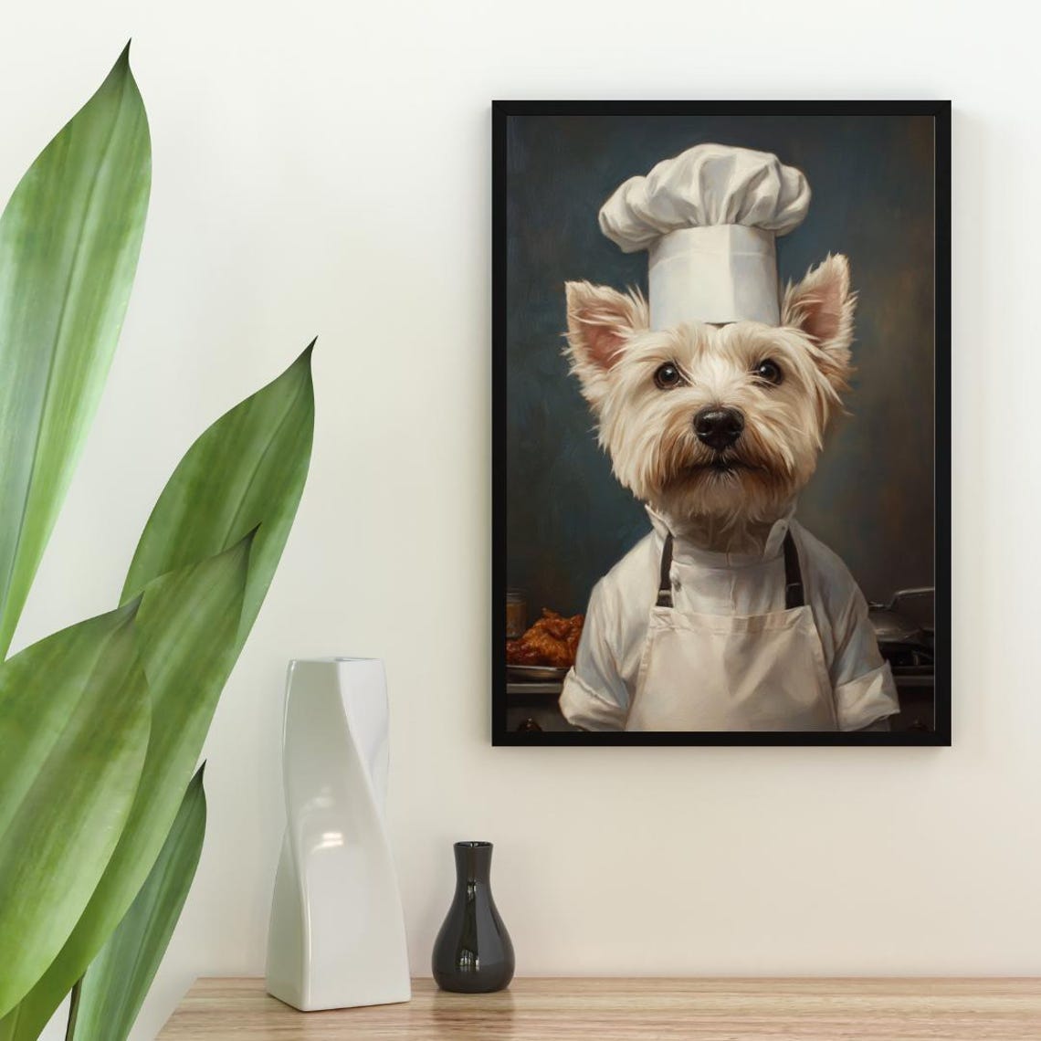 West Highland Terrier Chef Hat Apron Funny Dog Kitchen Poster - Image 2