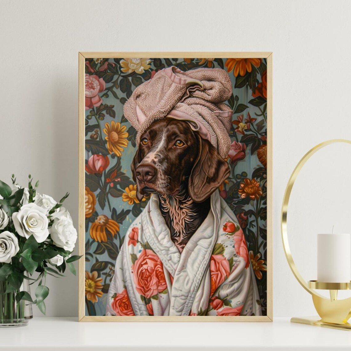 German Shorthaired Pointer Bathrobe Dog Bathroom Poster - Image 3