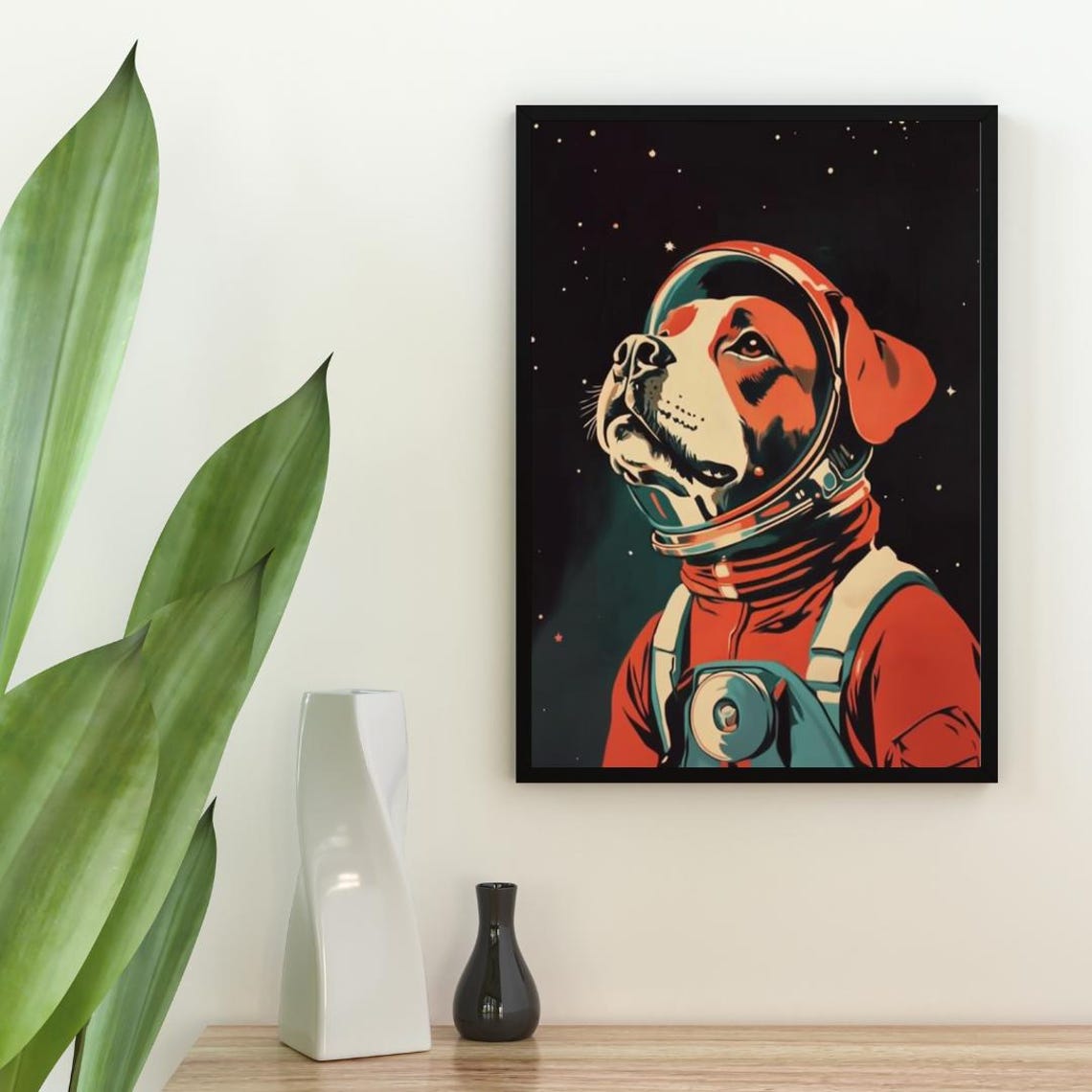 Boxer Dog Astronaut Retro Space Pop Art Poster for Dog Lovers - Image 2