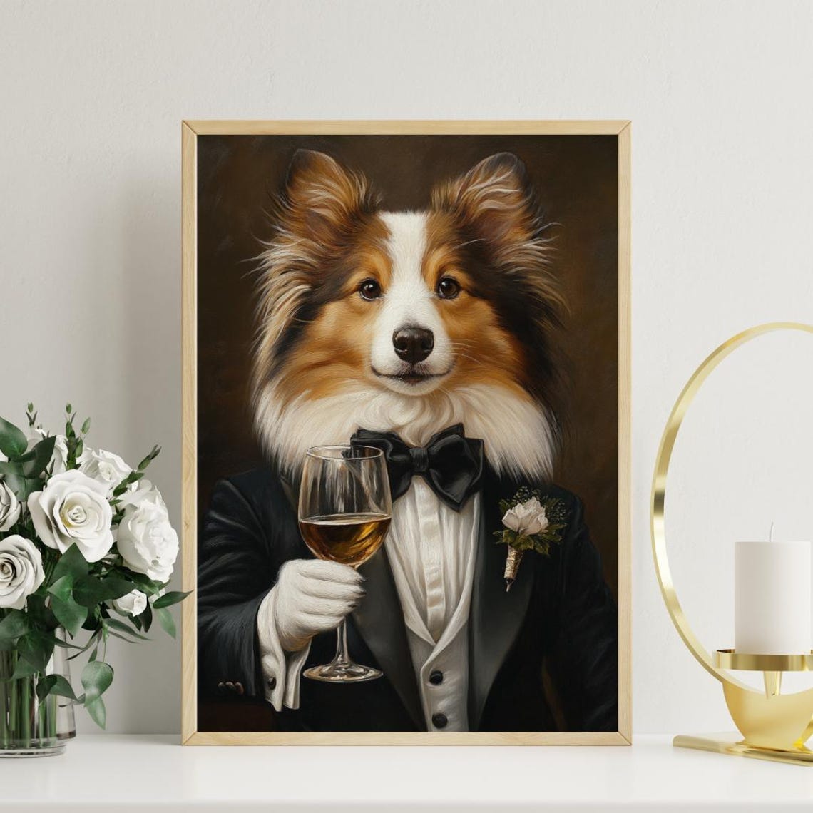 Shetland Sheepdog In Tuxedo Poster Pet Poster Shetland Sheepdog In Suit Print Dog Wall Art Shetland Sheepdog Portrait Funny Sheltie Art - Image 3