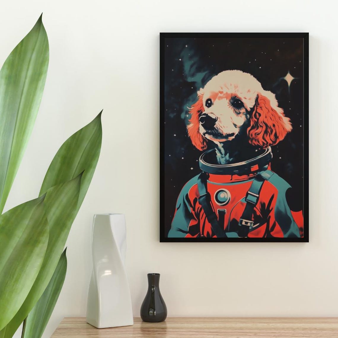 Poodle Astronaut Retro Space Dog Pop Art Poster Gift for Dog Lovers - Image 2