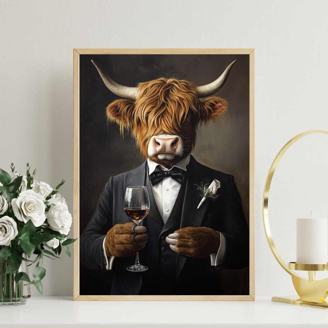 Highland Cow in Tuxedo, Funny Animal Art Print - Image 3