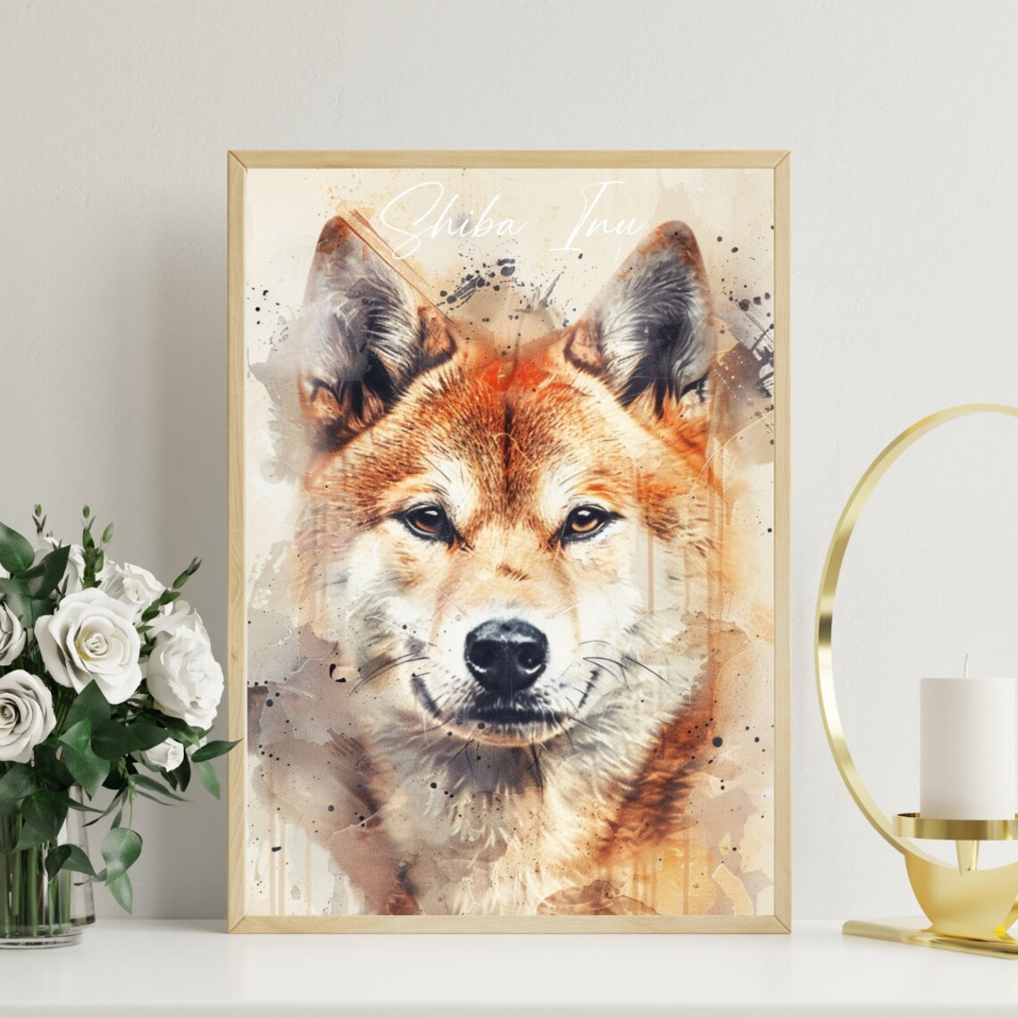 Shiba Inu Watercolor Dog Portrait Poster for Dog Lovers Decor - Image 3