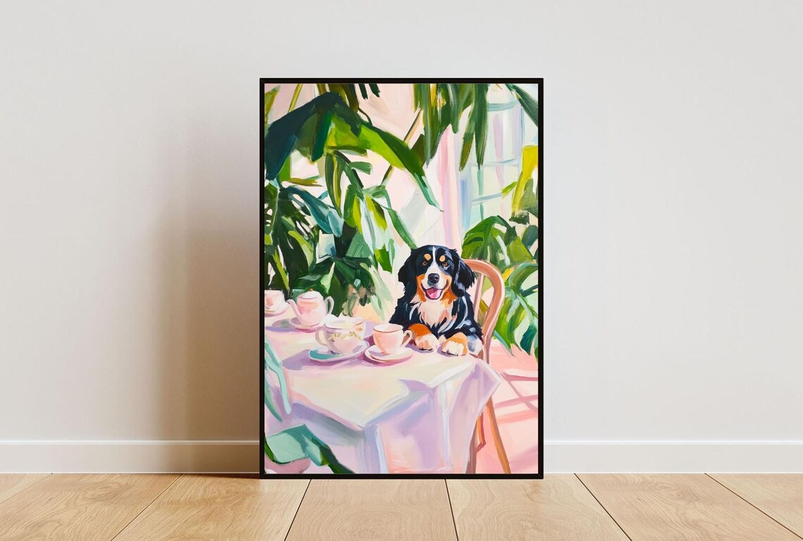 Bernese Mountain Dog Vintage Oil-Painting Poster