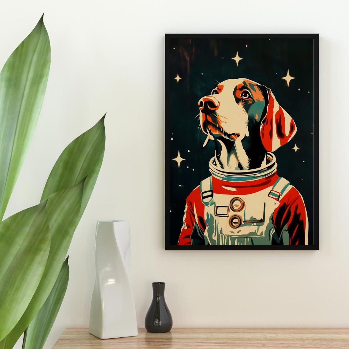 German Shorthaired Pointer Astronaut Retro Space Dog Poster Gift - Image 2
