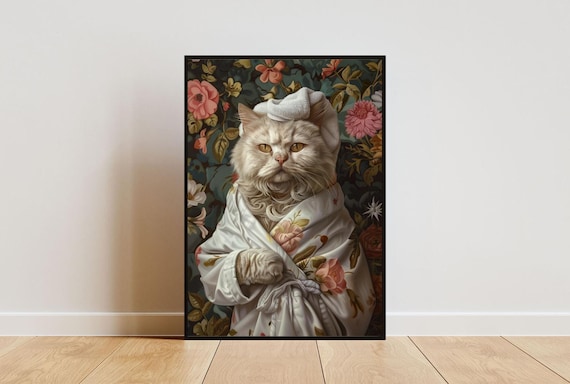 Selkirk Rex In Bathrobe Spa Day Portrait Funny Fluffy Cat Poster