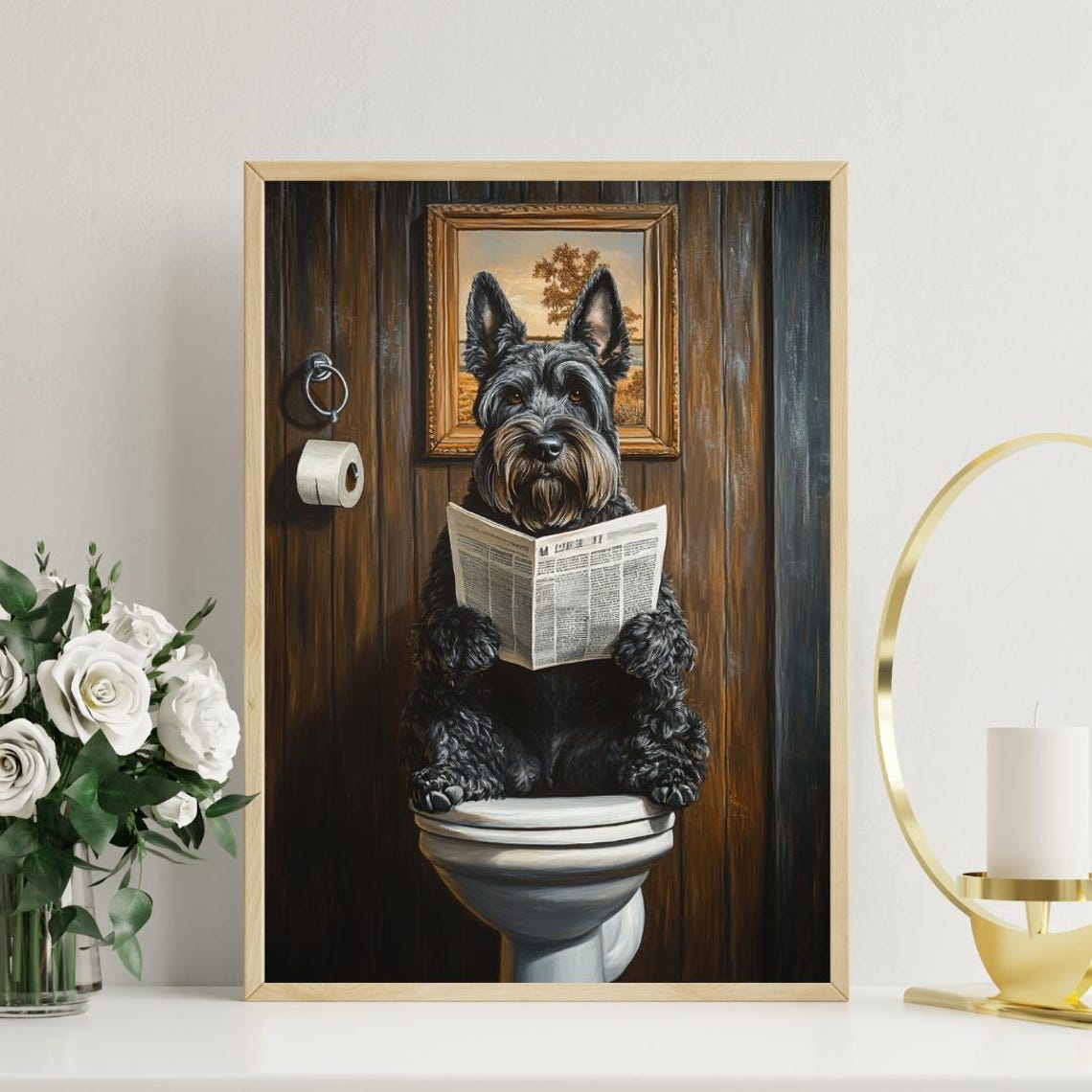 Giant Schnauzer On Toilet Poster Dog Poster Giant Schnauzer Bathroom Print Toilet Wall Art Giant Schnauzer Portrait Dog Bathroom Poster - Image 3