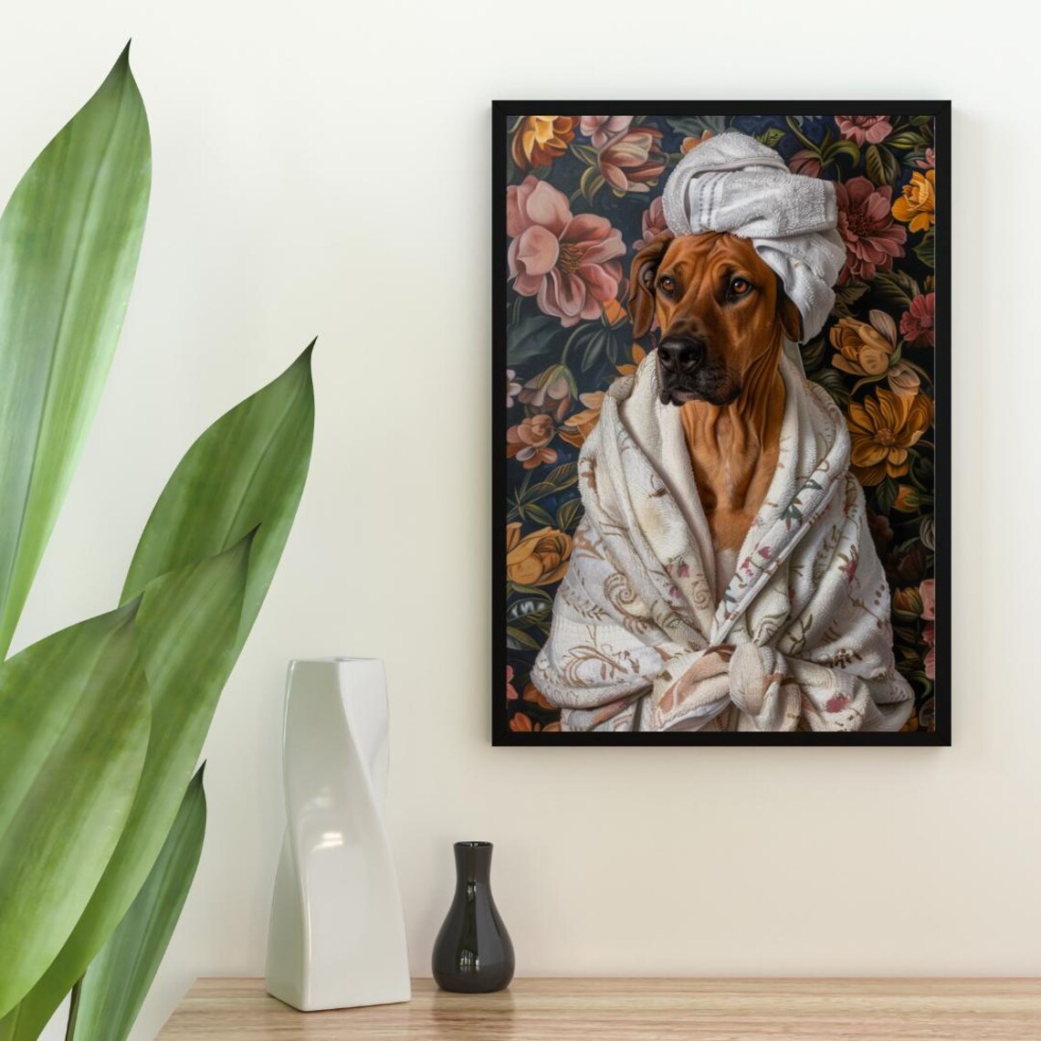 Rhodesian Ridgeback In Bathrobe Dog Poster Print - Image 2