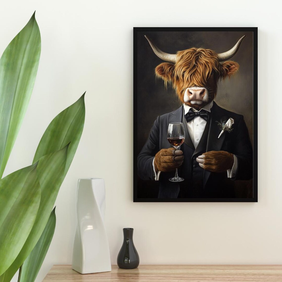 Highland Cow in Tuxedo, Funny Animal Art Print - Image 2