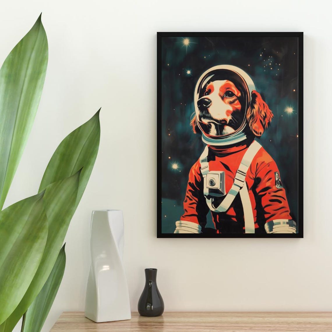 Cavalier King Charles Spaniel Astronaut Poster Cavalier King Charles Spaniel Retro Print Funny Dog Poster Andy Warhol Style Print - Image 2