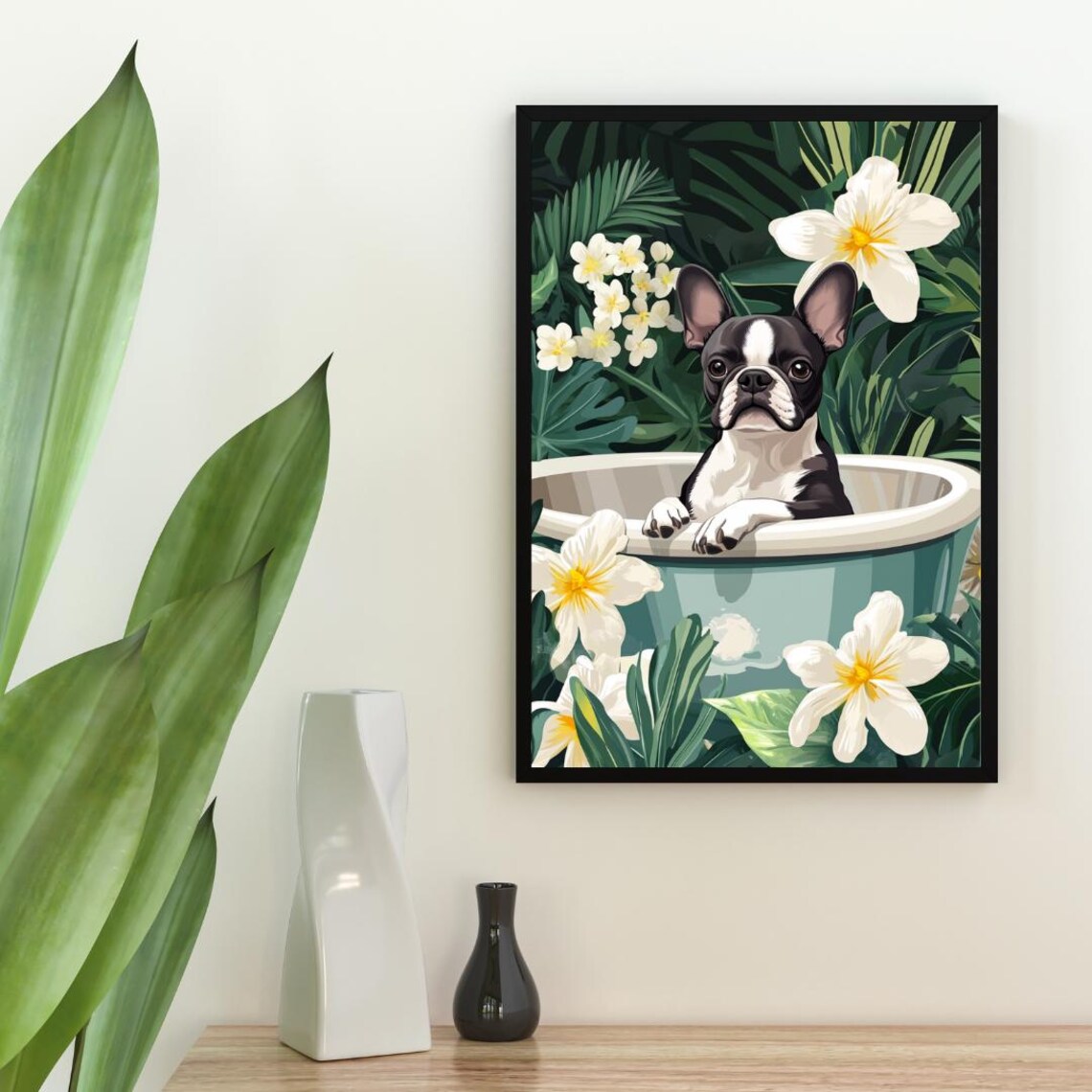 Boston Terrier In Bathtub Funny Bathroom Poster - Image 2