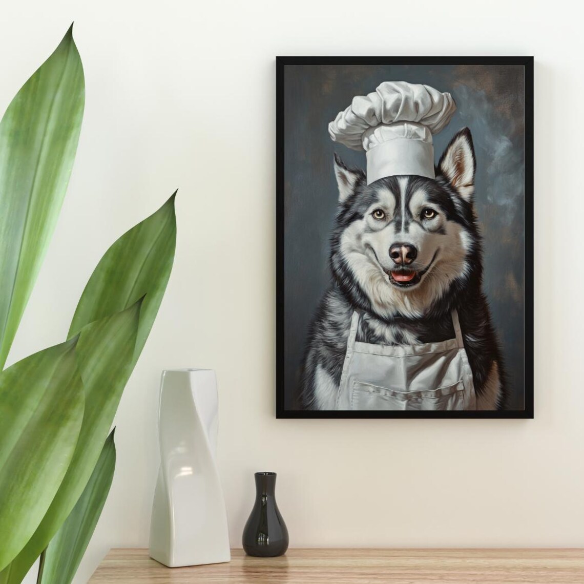 Siberian Husky Chef Dog Portrait Funny Pet Kitchen Art Poster - Image 2