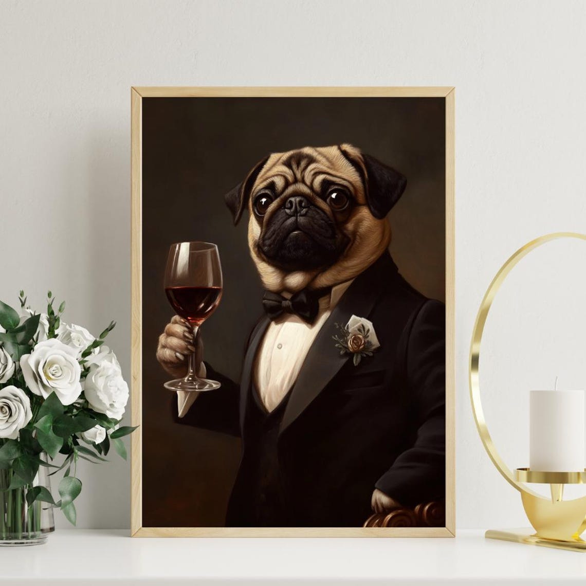 Pug In Tuxedo Poster Pet Poster Pug In Suit Print Dog Wall Art Pug Portrait Dog Living Room Poster Funny Pug Print Funny Pet Poster - Image 3