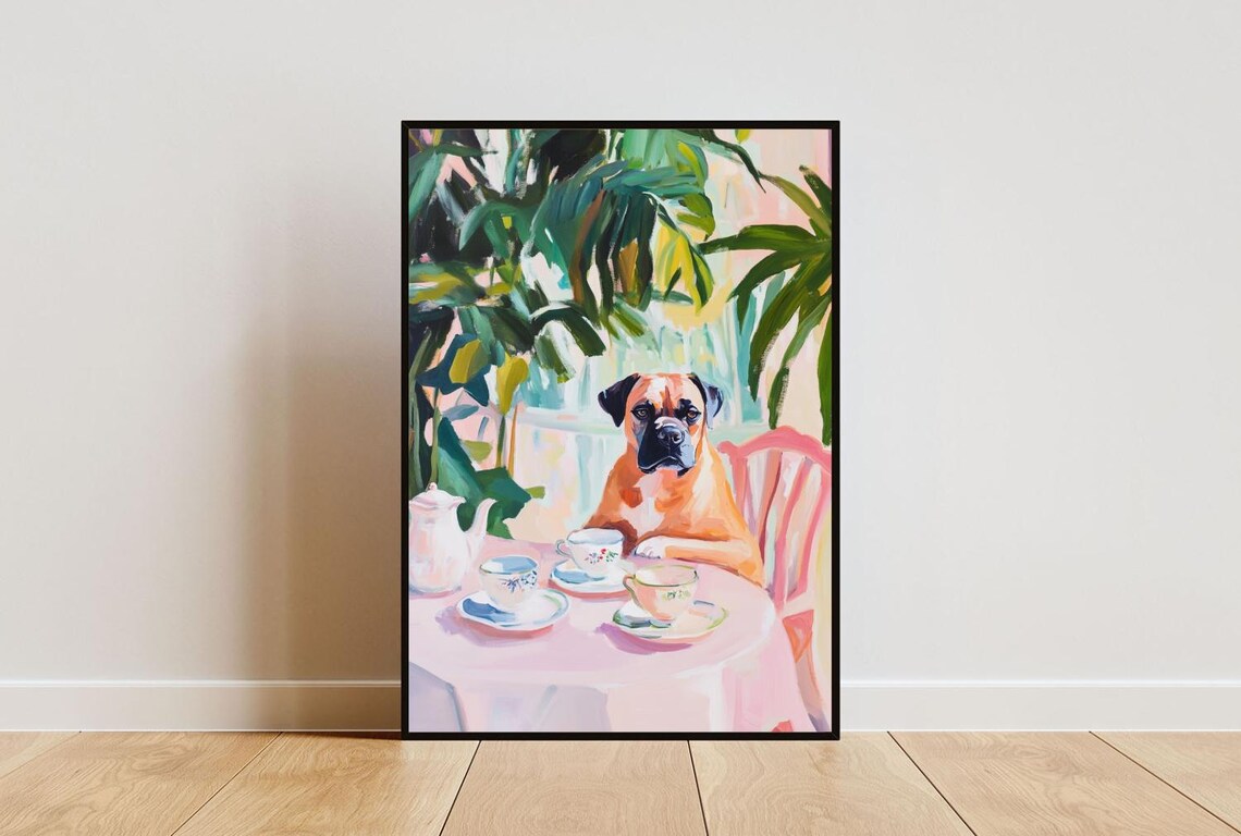 Retro Mastiff Oil Painting Poster, Vintage Dog Art