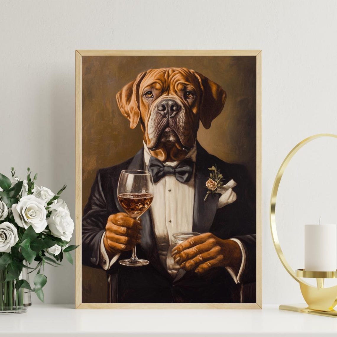 Mastiff In Tuxedo Poster Pet Poster Mastiff In Suit Print Dog Wall Art Mastiff Portrait Dog Living Room Poster Funny Mastiff Art Pet - Image 3