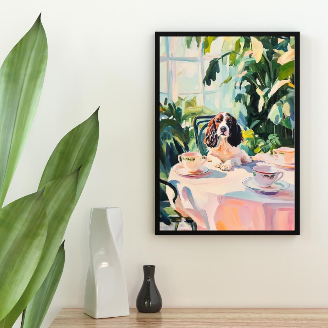Retro English Springer Spaniel Oil Painting Poster - Image 2