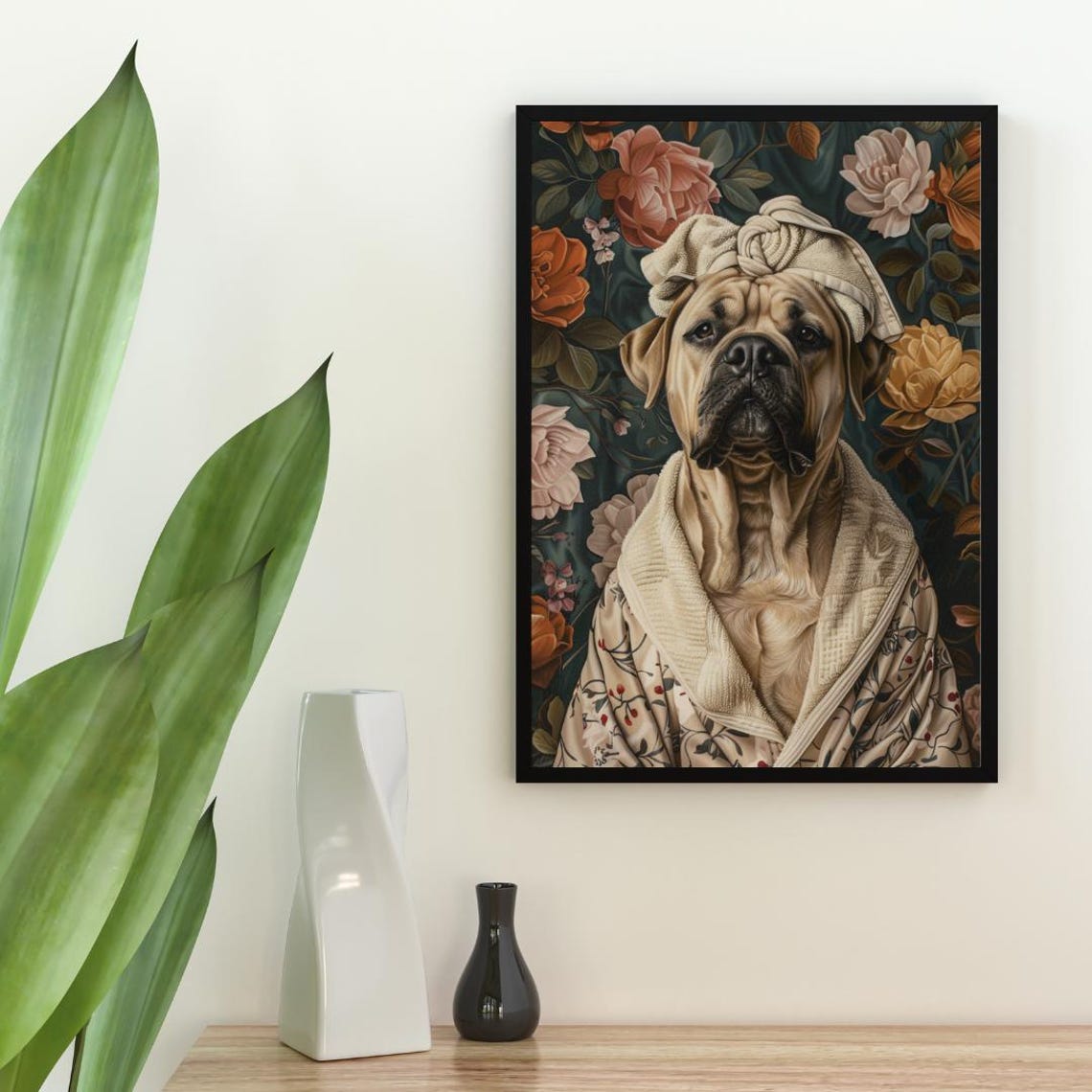 Mastiff In Bathrobe Poster Dog Poster English Mastiff Bathroom Print Dog Wall Art Mastiff Portrait Pet Poster Dog Bathroom Poster Dog - Image 2