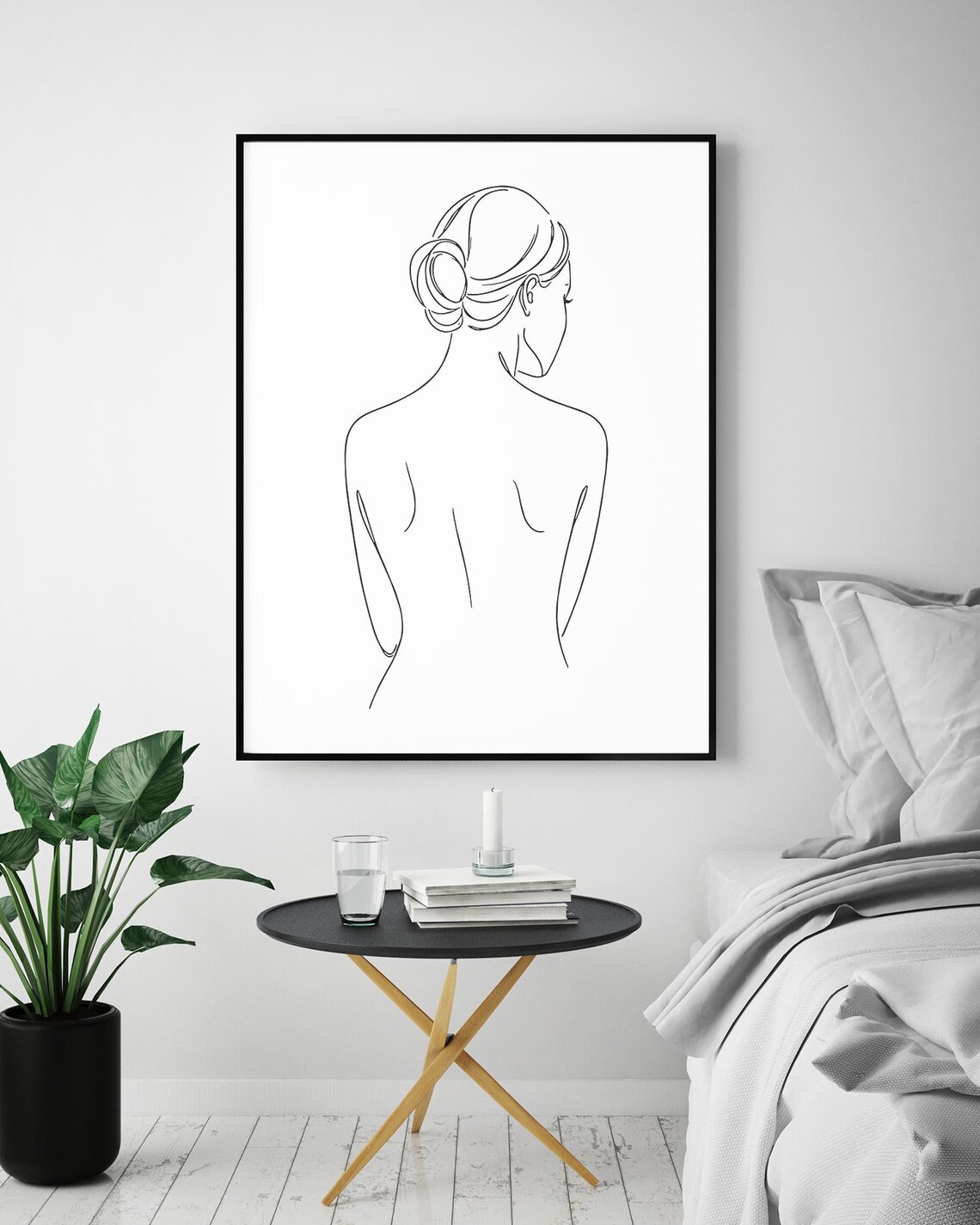 Woman Back With Bun Line Art Elegant Female Silhouette Minimalist Poster - Image 5