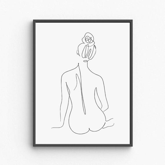 Minimalist Nude Woman Line Art Elegant Female Body Drawing Sensual Wall Decor For Bedroom Or Studio