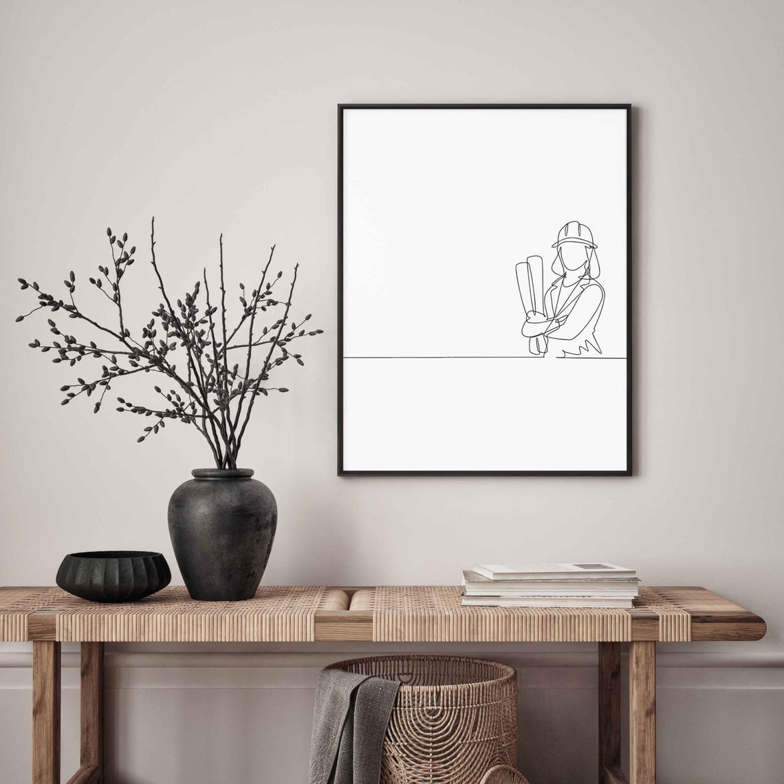 Architect Line Art Minimalist Architecture Print Modern Designer Wall Drafting Tools Illustration Creative Studio Decor - Image 3
