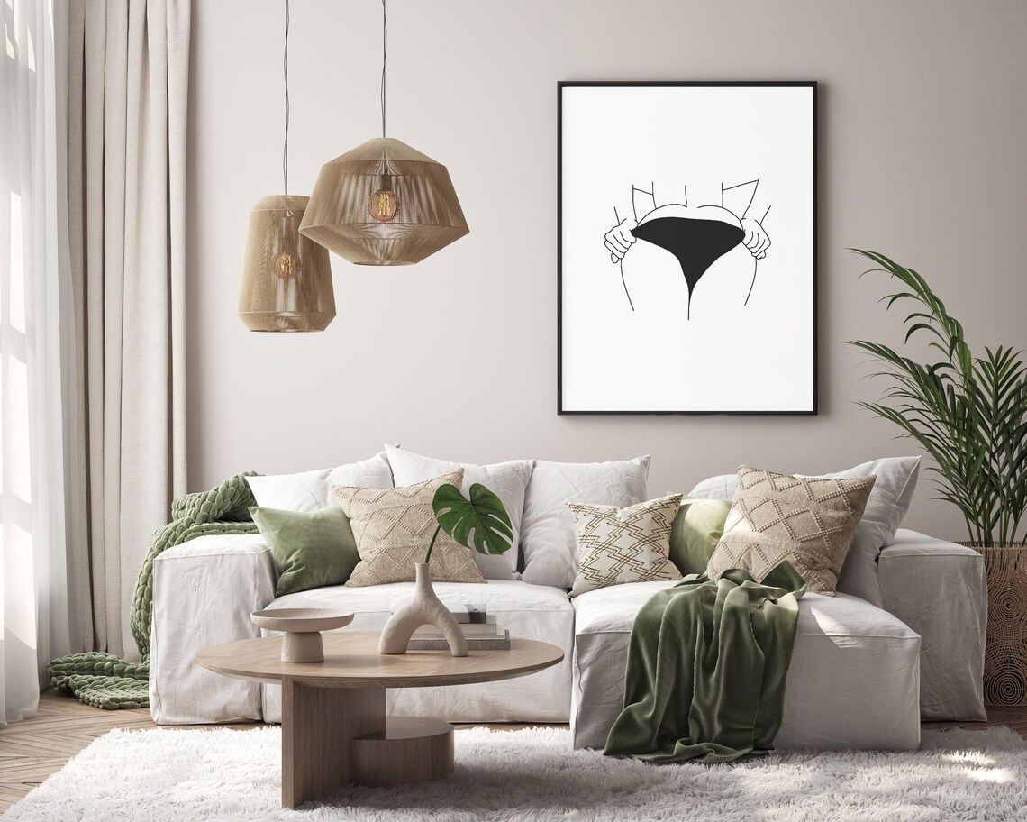Woman Lingerie Line Art Female Rear View Minimalist Figure Poster - Image 6