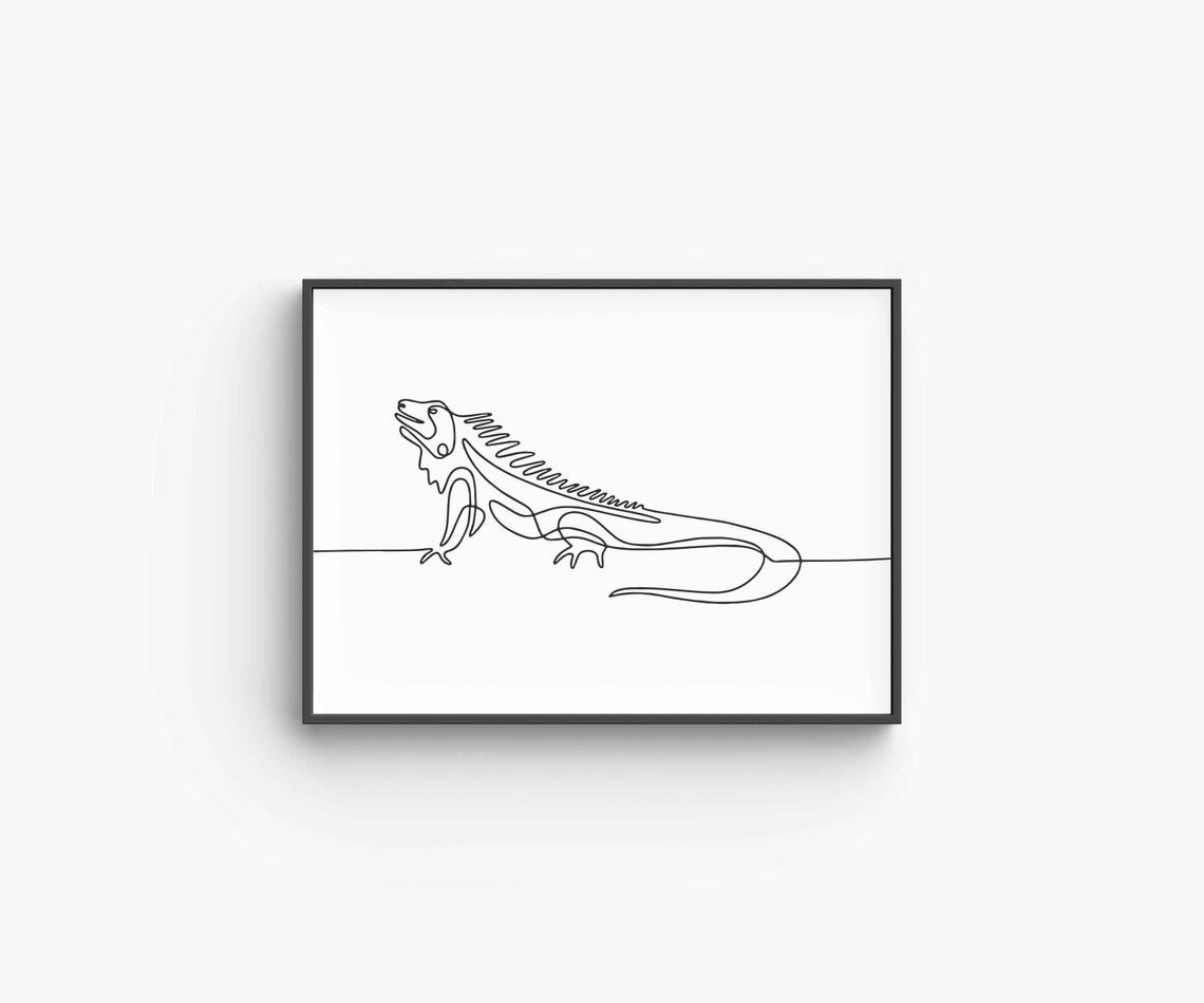 Iguana Lizard Line Art Drawing Minimalist Tropical Reptile Poster - Image 6