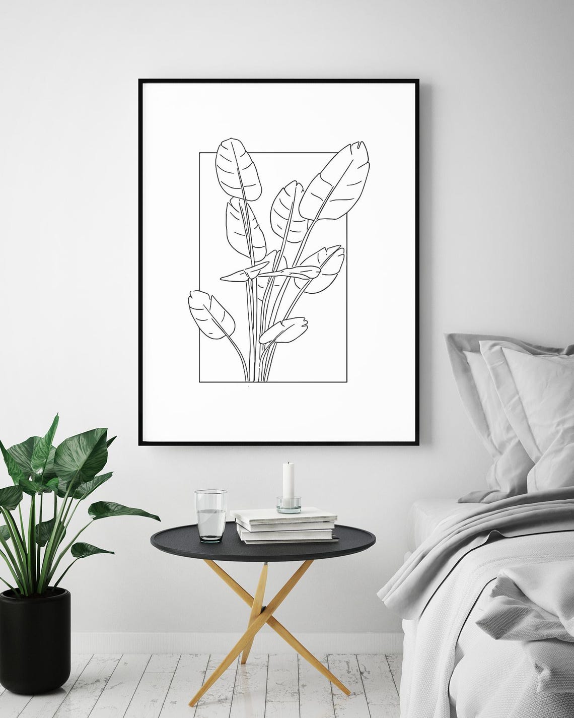 Tropical Leaves Line Art Banana Leaf Botanical Minimalist Poster - Image 5