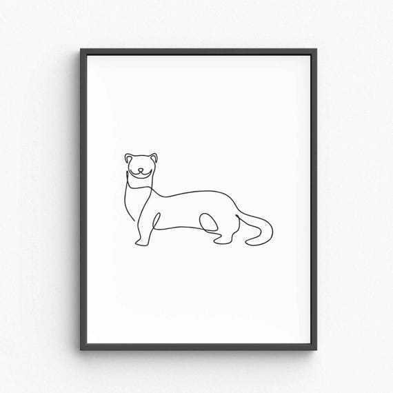 Minimalist Skunk Line Art Forest Animal Print Black White Drawing Cute Wildlife Decor Poster