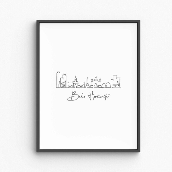 Belo Horizonte Skyline Line Art Minimalist Brazil Travel City Poster