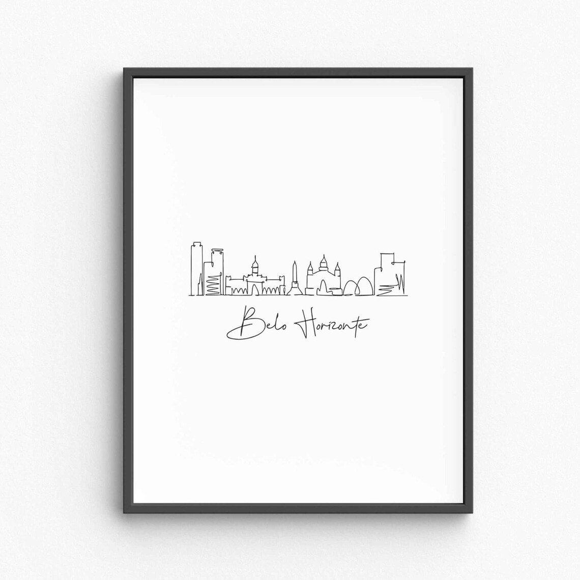Belo Horizonte Skyline Line Art Minimalist Brazil Travel City Poster