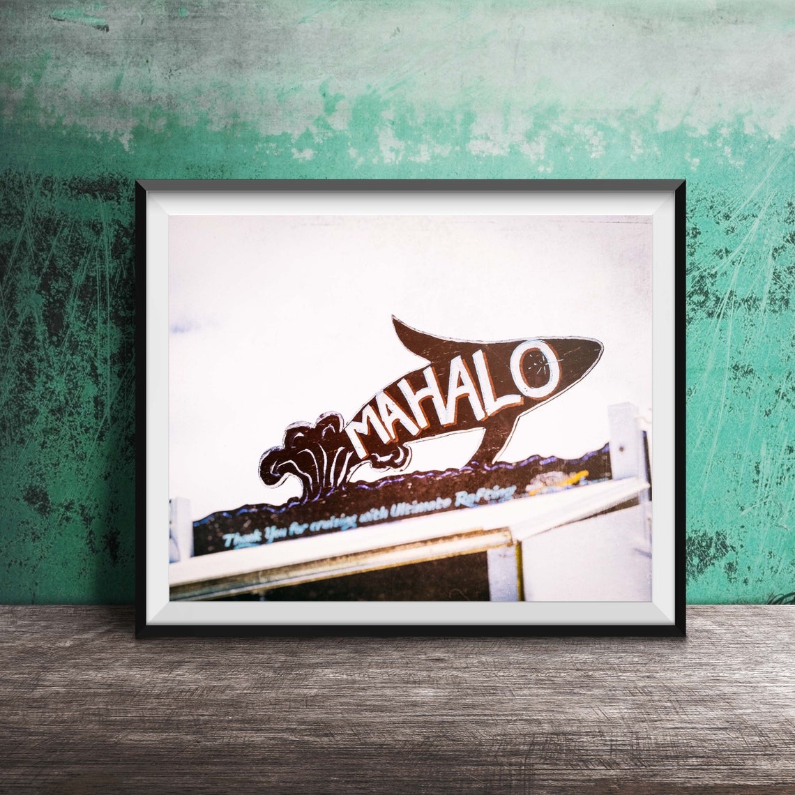 Mahalo Breaching Whale Sign Hawaii Whale Watching Tour Poster