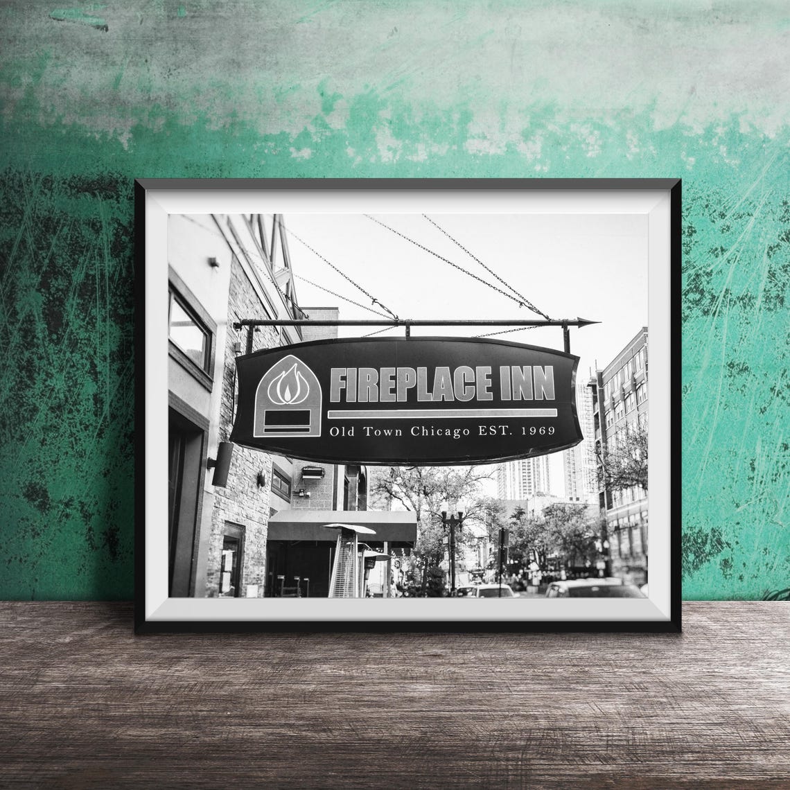 Fireplace Inn Old Town Chicago Est 1969 Bar Hanging Sign Poster - Image 2