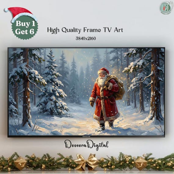 Christmas Santa Claus Winter Scene 4k Frame Tv Art